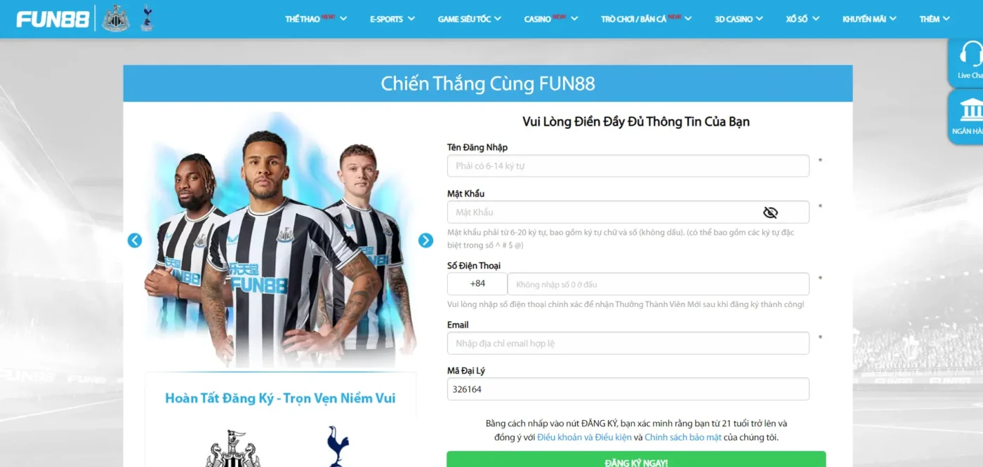 Hướng Dẫn Tham Gia Cá Cược Thể Thao Trực Tuyến Tại Fun88 Đăng Nhập