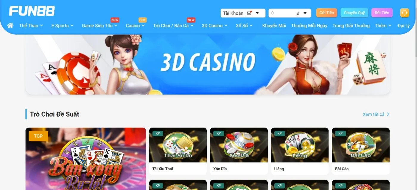 Tại sao nên chọn Sảnh Casino 3D tại Fun88?