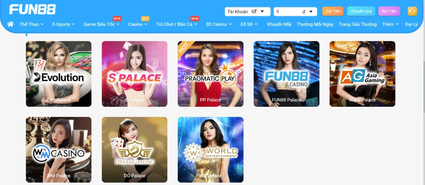 Cách nhận tiền thưởng khi tham gia game casino tại Fun 88