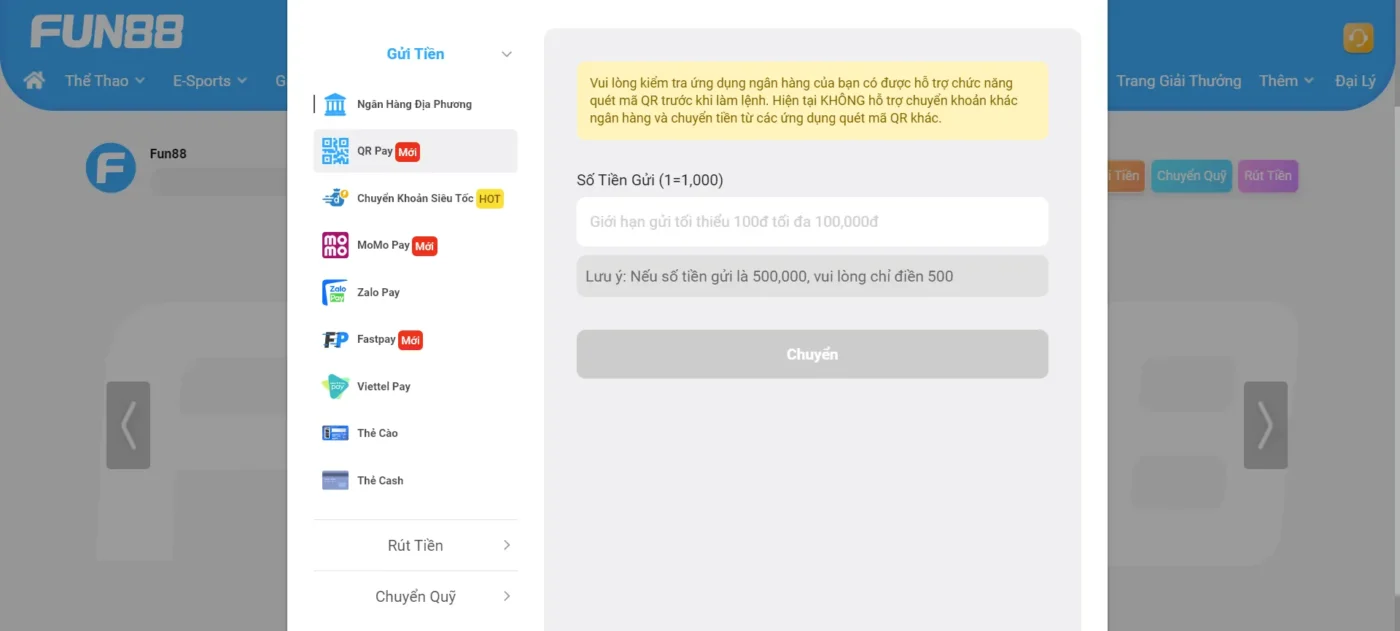 Những lưu ý quan trọng khi nạp tiền Fun88