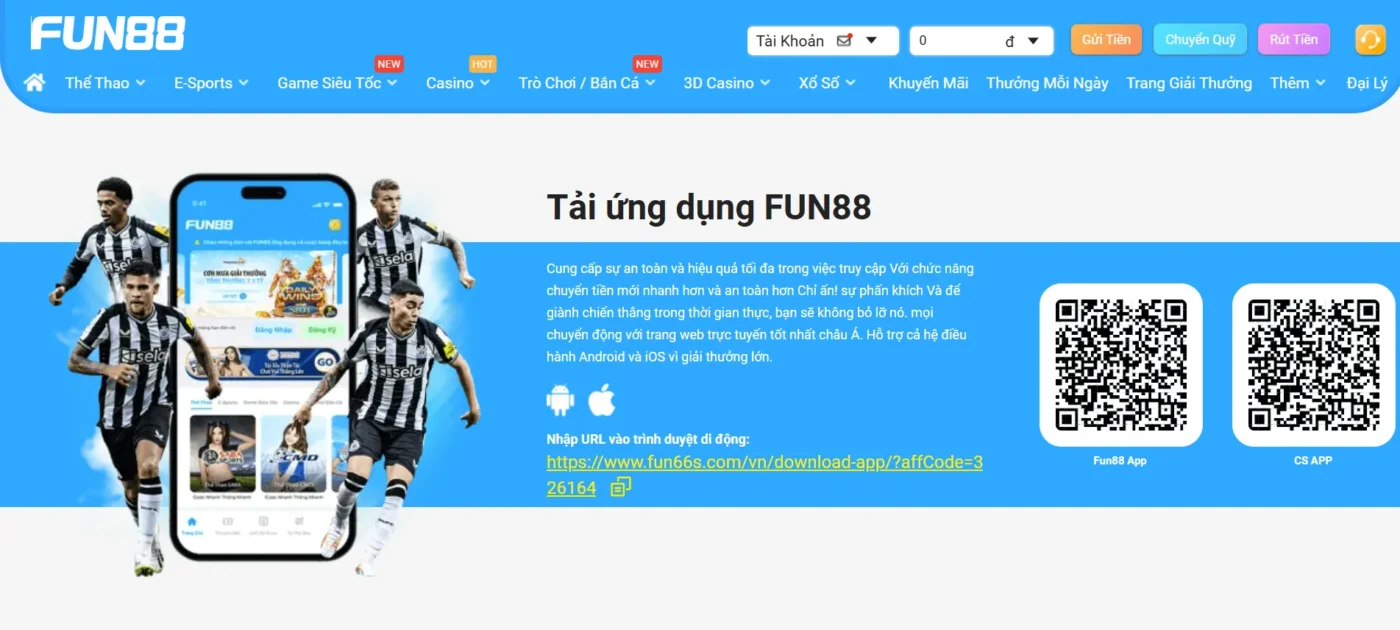 Điều kiện cần thiết để tải ứng dụng Fun88